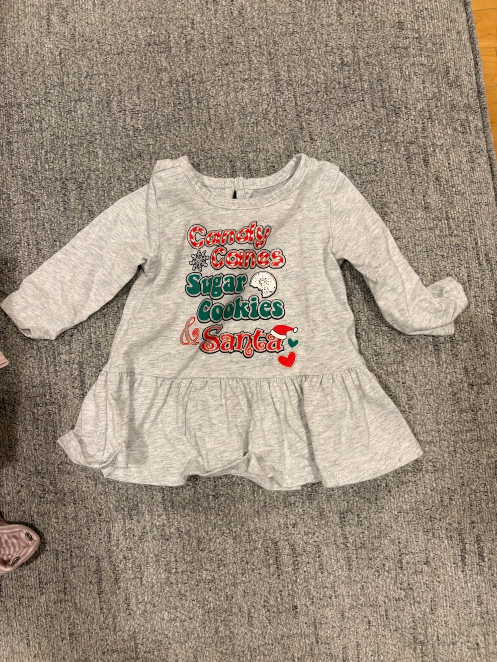 George Gray Long-Sleeve Holiday Peplum Dress with Red & Green Text